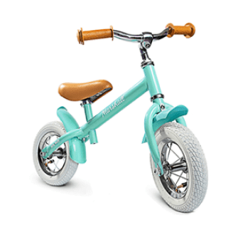 Klasyczny rowerek biegowy marki Milly Mally w pastelowych kolorach. Na ramie możliwość umieszczenia imienia dziecka.