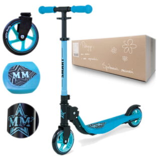 Dobrej jakości hulajnoga dwukołowa Milly Mally w kolorze niebieskim. Prezent dla chłopca 6 lat z personalizowanym pudełkiem.
