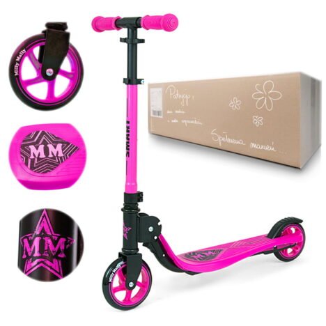 Różowa hulajnoga dwukołwa dla dziewczynki. Scooter Smart Pink Milly Mally. Z personalizowanym pudełkiem.