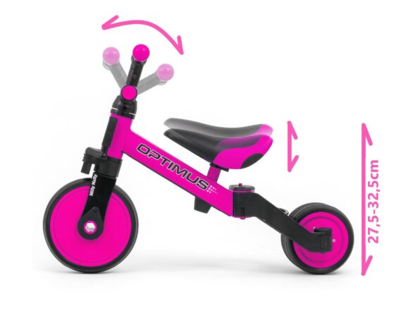 Wielofunkcyjny rowerek dla dziewczynki na roczek w kolorze różowym.
