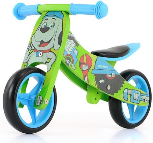 Pierwszy rowerek biegowy na roczek dla chłopca z pieskiem. Idealny prezent dla małego majsterkowicza.