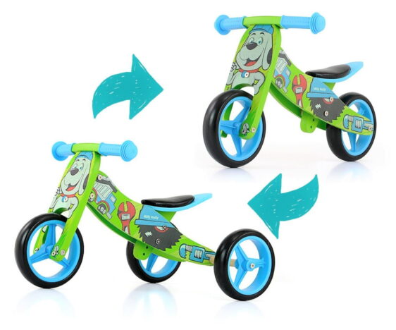wielofunkcyjny rowerek trójkołowy biegowy. Personalizowany prezent na roczek dla Chłopca.