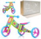 Tęczowy rowerek biegowy trójkołowy 2w1 Jake Rainbow Mint Milly Mally z personalizowanym pudełkiem na prezent na roczek dla dziewczynki