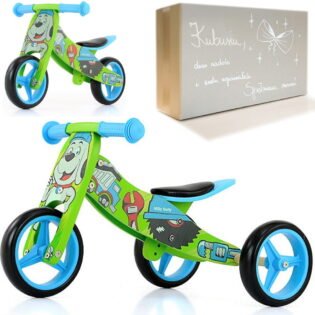 Trójkołowy rowerek na roczek dla chłopca Jake Bob Milly Mally z z pieskiem. W zestawie personalizowane pudełko prezentowe.