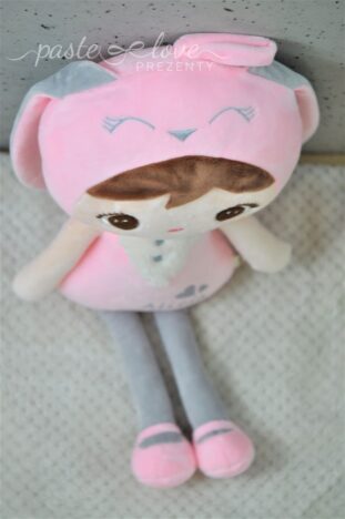 Lalka Królik z imieniem Metoo. Przytulanka do zasypiania. Prezent od dziadków dla noworodka.