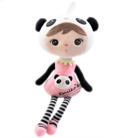 Lalka Metoo panda z dedykacją. Personalizowany prezent na roczek dla dziewczynki.