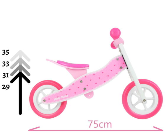 LOOK Hearts 2w1 MillyMally. Różowy rowerek na 2 latka dla dziewczynki.