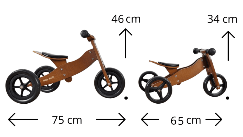 Drewniany rowerek biegowy trójkołowy Milly Mally Jake i Look. Oryginalny prezent na roczek i dla dwulatka.