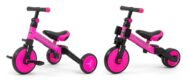Różowy rowerek 3w1 na roczek jest równocześnie jeździcie trójkołowym, rowerkiem trójkołowym z pedałami oraz dwukołowym rowerkiem biegowym