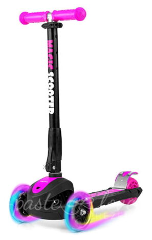 Personalizowana hulajnoga trójkołowa balansowa ze świecącymi kołami. Prezent na 4 latka dla dziewczynki.