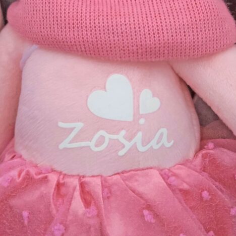 Lalka Metoo z imieniem i serduszkiem. Przytulanka dla noworodka dziewczynki. Prezent na Walentynki.