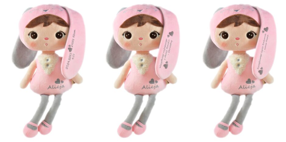 Pluszowa lalka Metoo z imieniem i życzeniami. Oryginalny prezent dla mamy od niemowlaka.