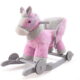 Różowy konik na biegunach z oparciem i pasami. Prezent od chrzestnego dla dziewczynki z personalizowanym pudełkiem