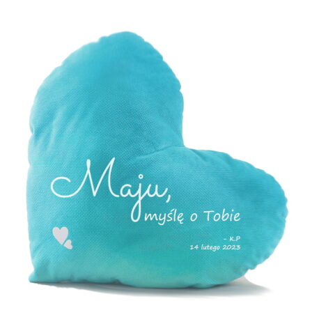 Miętowa poduszka z imieniem Maja. Personalizowany prezent dla dziewczyny.