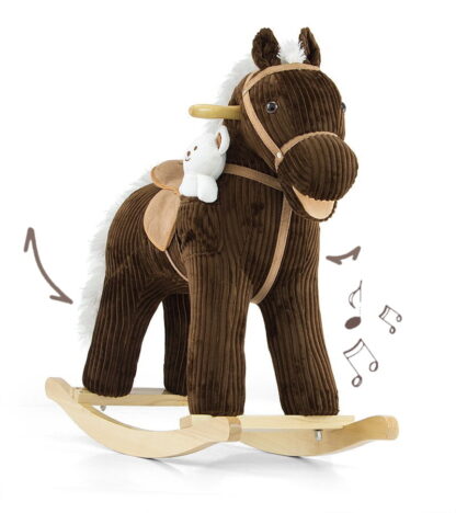 Interaktywny konik na biegunach dla 2 latka. Przytulanka z imieniem w zestawie.