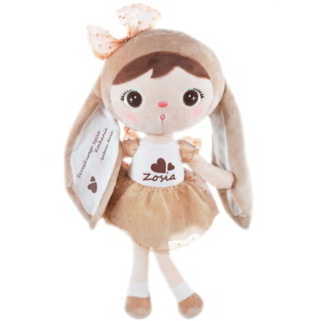 Lalka Metoo Królik beżowy z imieniem dziecka. Prezent od babci dla wnuczki.