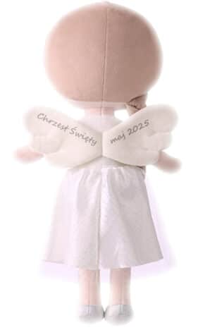 Biały Aniołek Metoo z datą chrztu świętego na skrzydełkach