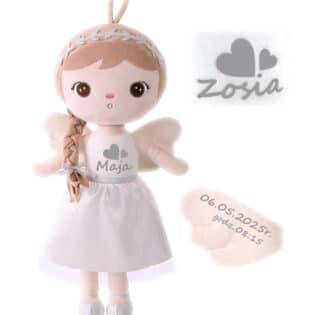 Lalka Metoo Biały Aniołek z imieniem i z metryką dziecka