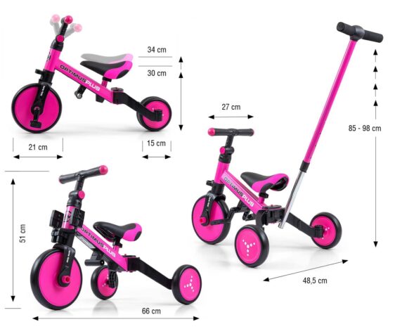 Wymiary rowerka Optimus Plus Pink Milly Mally