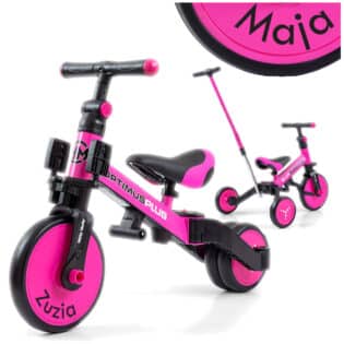 Personalizowany rowerek biegowy trójkołowy jeździk z rączką Optimus Plus Pink Milly Mally