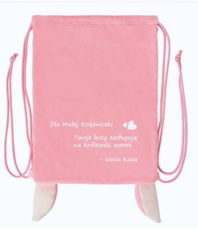 Dedykacja dla dziewczynki od cioci na worku do przedszkola