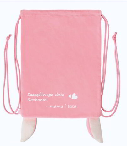 Dedykacja od mamy i taty na worku na buty
