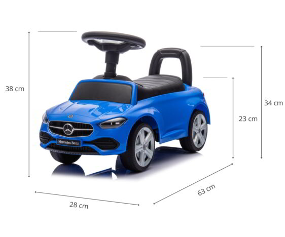 Wymiary pojazdu dla dziecka mercedes c-class s blue