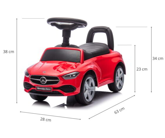 Wymiary jeździka Mercedes C-Class S czerwony Milly Mally