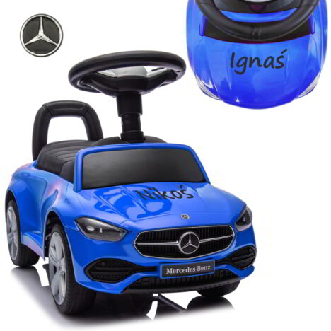 Personalizowany jeździk dla dziecka niebieski mercedes c-class s
