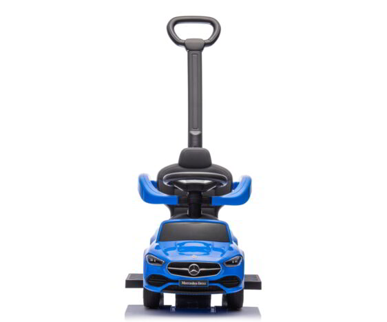Autko niebieski mercedes z wysuwanymi podnóżkami i odczepianymi barierkami
