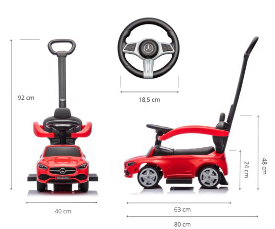 Wymiary jeździka pchacza z rączką Milly Mally