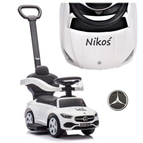 Jeździk Mercedes c-class white z rączką z personalizacją