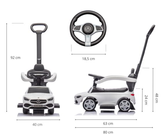 Wymiary mercedesa c-class white z rączką
