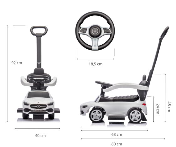 Wymiary jeździka mercedes c-class deluxe white