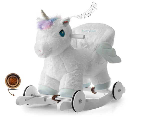 Koń na biegunach jednorożec white z wydającymi dźwiękami